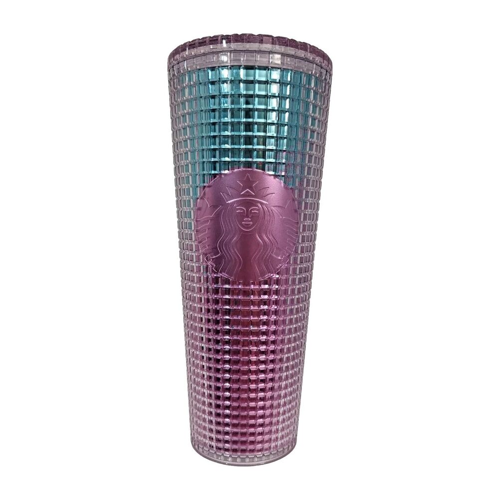 Starbucks Pink Blue Grid Disco Holiday 2020 Venti Cup Tumbler 24oz No Straw